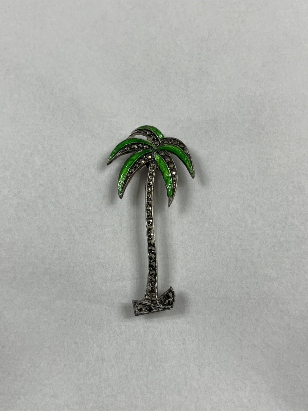 1930’s Palm Tree Sterling & Old Marcasites Broich - Picture 7 of 7